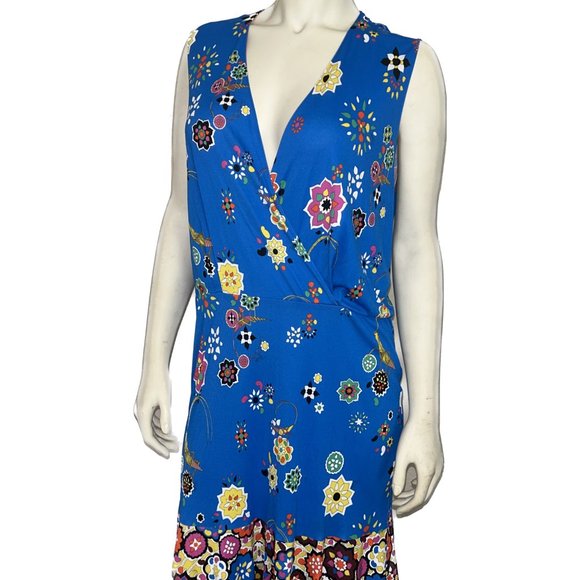 Emilio Pucci Dresses & Skirts - EMILIO PUCCI SLEEVELESS SURPLICE-NECK FLORAL PRINT DRESS, BLU NILO | SIZE 10